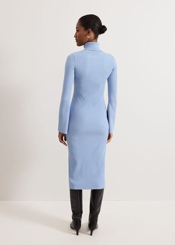 Phase Eight Kylie Blue Roll Neck Dress Blue Australia | WM3861254